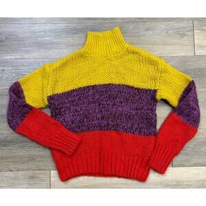 Scotch And Soda Colorblock Sweater XS Chunky Knit Bold Cozy Dopamine Fall Top